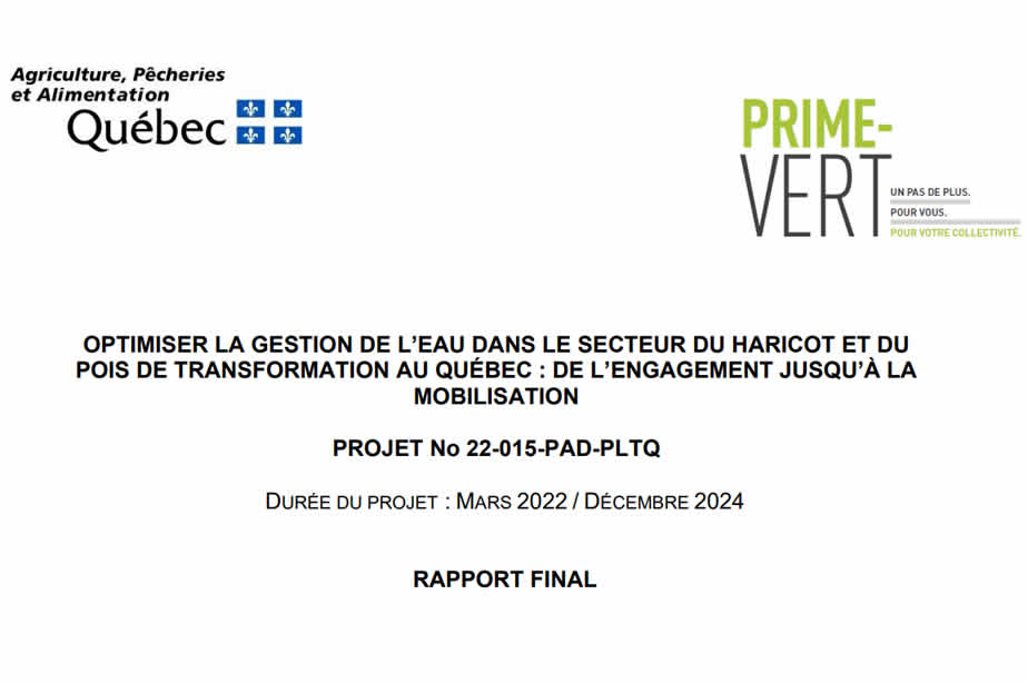 Optimiser la gestion de l’eau dans le secteur du haricot et du pois de transformation au québec : de l’engagement jusqu’à la mobilisation